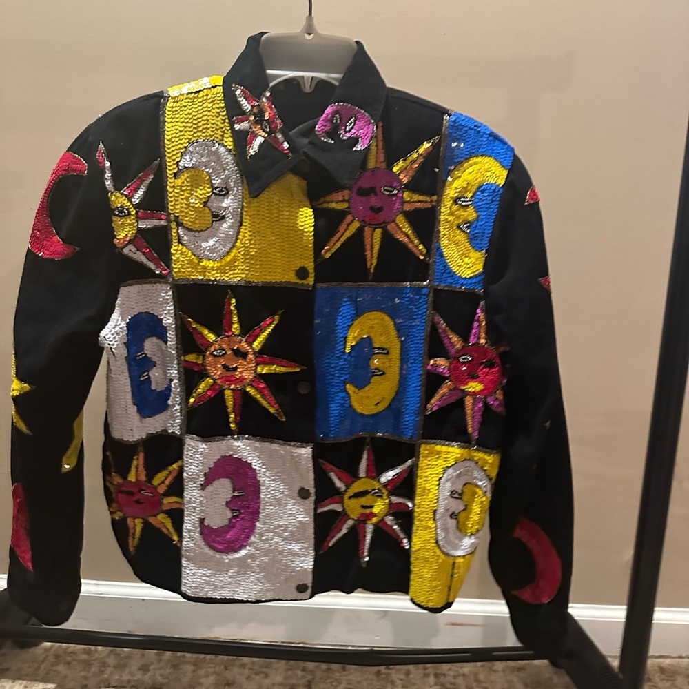 Vintage 90’s Sequin Black denim jacket. By MODI Denim